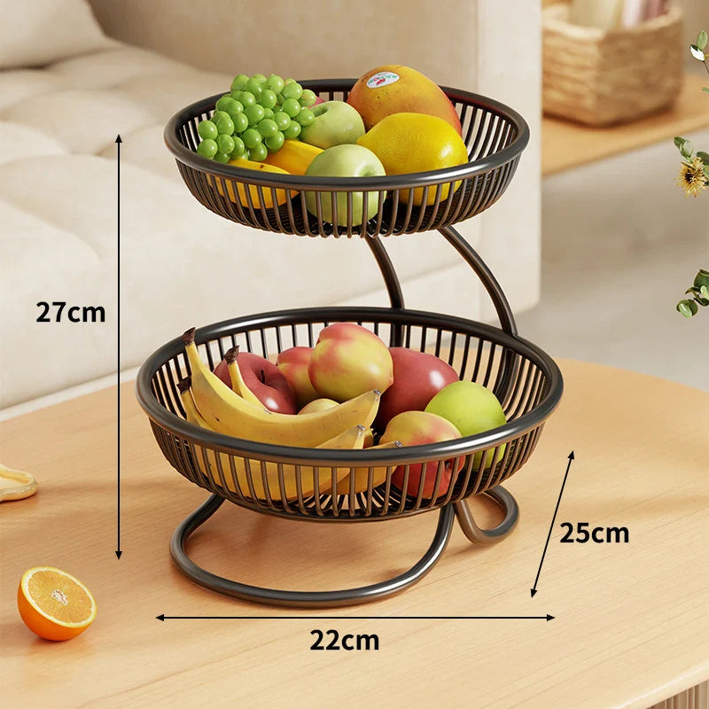 Fruit Bowl Stand Tiered Open-Wire Space-Saving