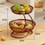 Fruit Bowl Stand Tiered Open-Wire Space-Saving