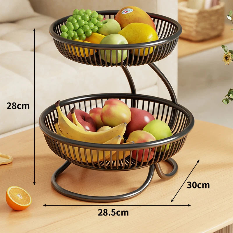 Fruit Bowl Stand Tiered Open-Wire Space-Saving