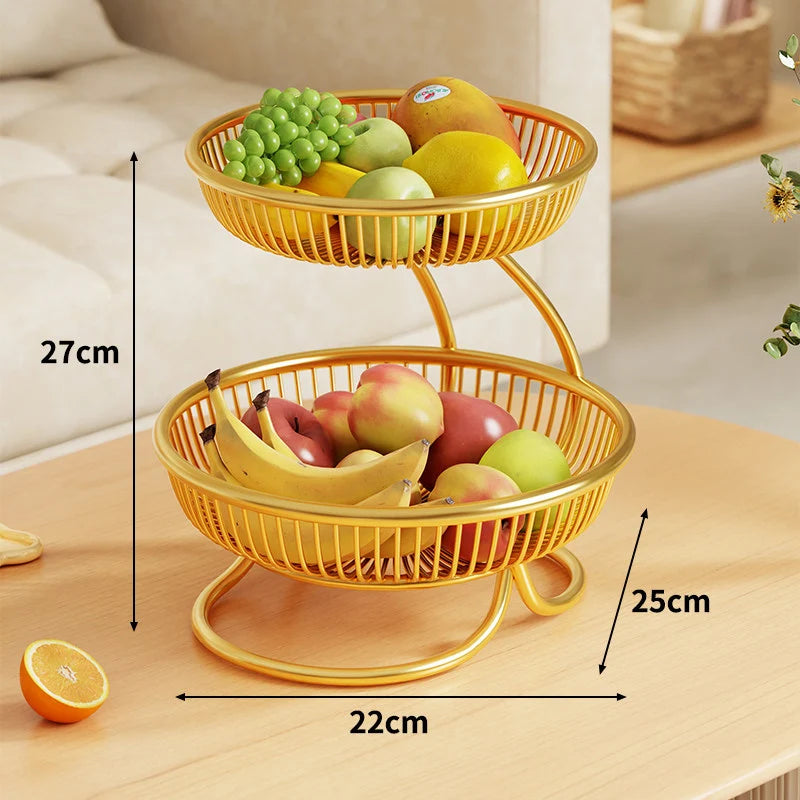 Fruit Bowl Stand Tiered Open-Wire Space-Saving