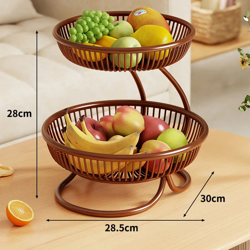 Fruit Bowl Stand Tiered Open-Wire Space-Saving