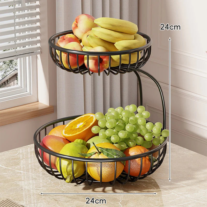 Fruit Bowl Stand Tiered Ventilated Metal Space-Saving