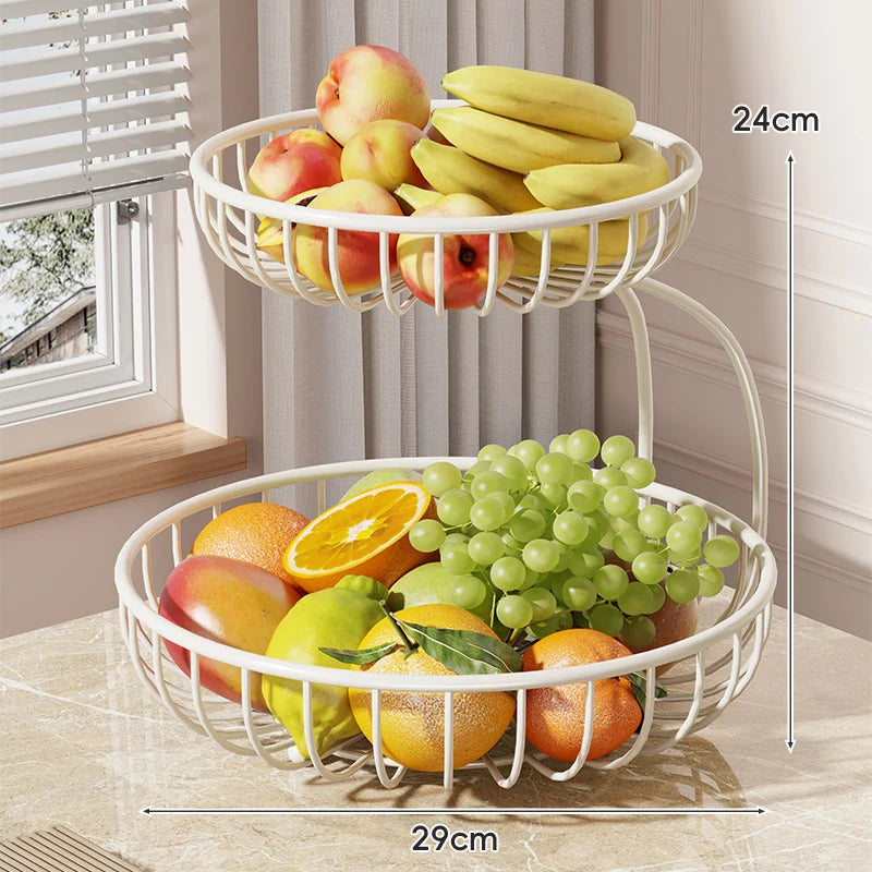 Fruit Bowl Stand Tiered Ventilated Metal Space-Saving