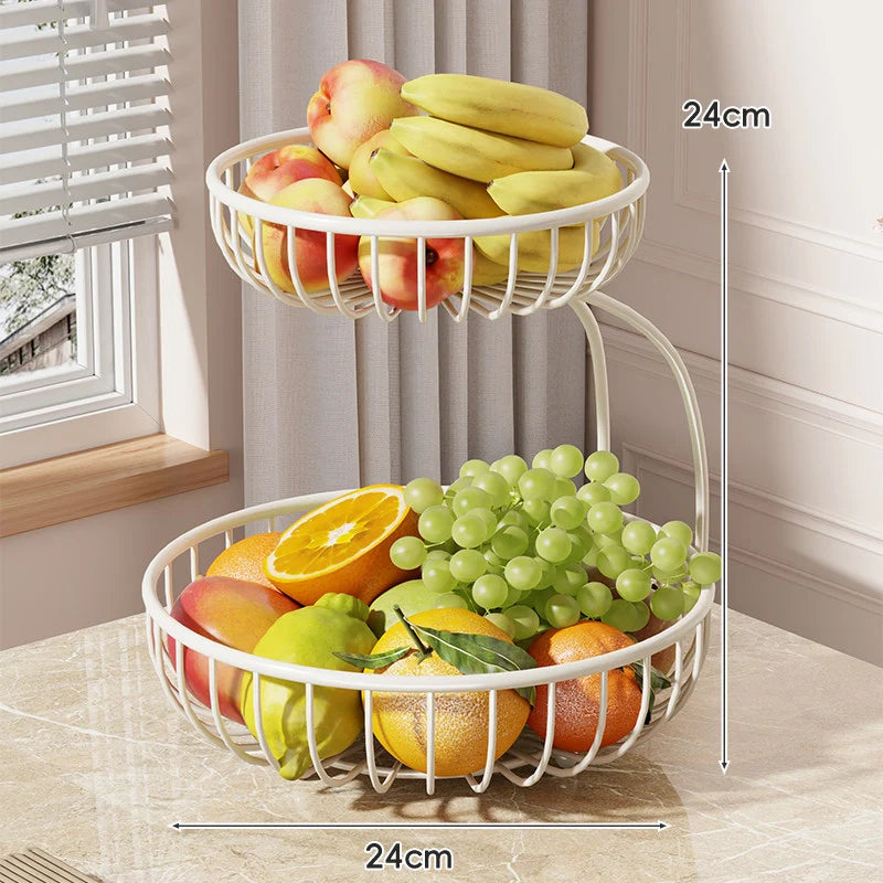 Fruit Bowl Stand Tiered Ventilated Metal Space-Saving