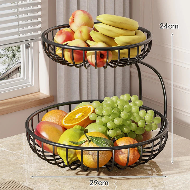 Fruit Bowl Stand Tiered Ventilated Wire Space-Saving