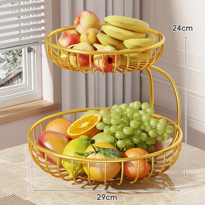 Fruit Bowl Stand Tiered Ventilated Wire Space-Saving