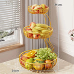 Fruit Bowl Stand Tiered Ventilated Wire Space-Saving