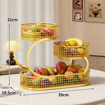 Fruit Display Stand Three-Tier Metal Mesh Space-Saving Countertop Storage
