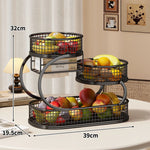 Fruit Display Stand Three-Tier Metal Mesh Space-Saving Countertop Storage