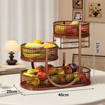 Fruit Display Stand Three-Tier Metal Mesh Space-Saving Countertop Storage