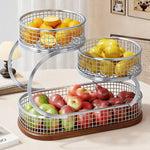 Fruit Display Stand Three-Tier Metal Mesh Space-Saving Countertop Storage