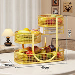 Fruit Display Stand Three-Tier Metal Mesh Space-Saving Countertop Storage