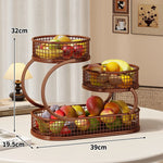 Fruit Display Stand Three-Tier Metal Mesh Space-Saving Countertop Storage
