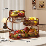 Fruit Display Stand Three-Tier Metal Mesh Space-Saving Countertop Storage