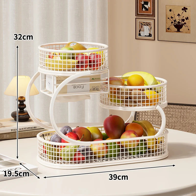Fruit Display Stand Three-Tier Metal Mesh Space-Saving Countertop Storage