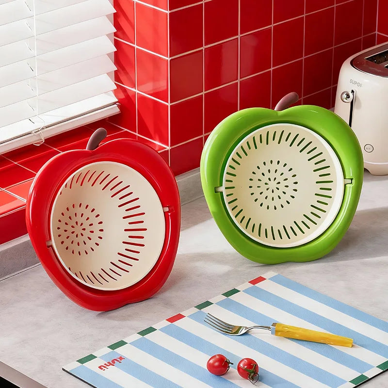 Fruit Drain Basket Double-Layer Removable Strainer
