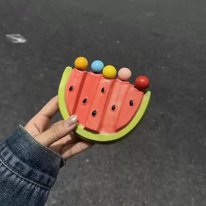 Fruit Fork Set Watermelon Ceramic Base & Stainless Steel