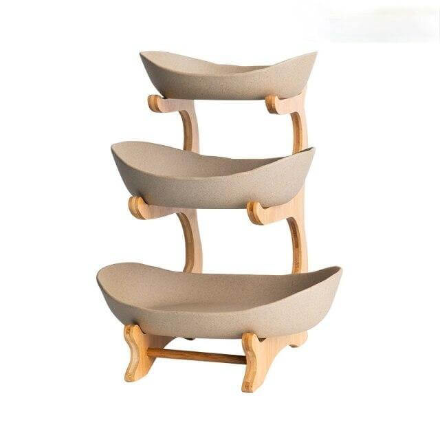 Fruit Serving Stand Multi-Tier Bamboo Support