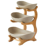 Fruit Serving Stand Multi-Tier Bamboo Support