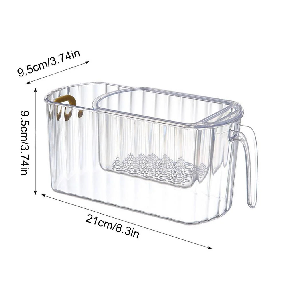 Fruit Storage Basket Two-Tier Draining Design Clear ABS Container