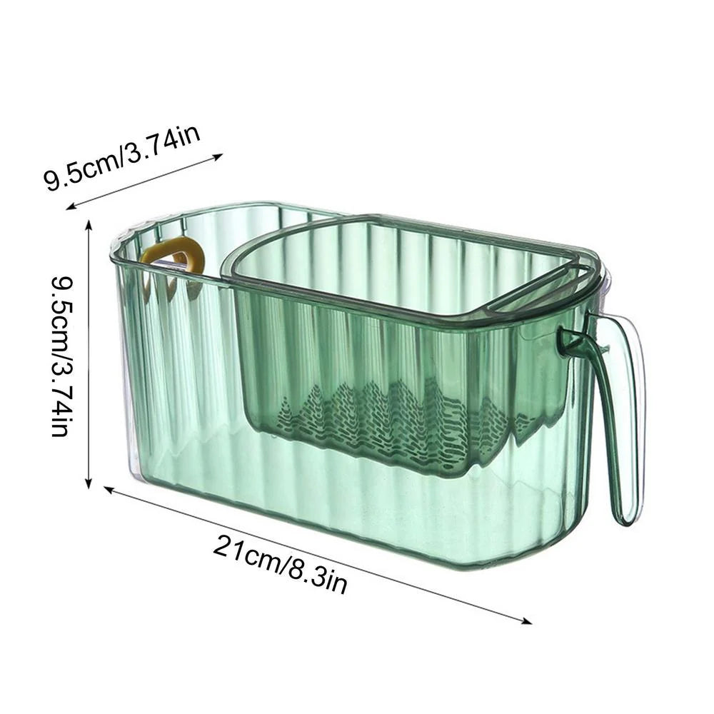 Fruit Storage Basket Two-Tier Draining Design Clear ABS Container