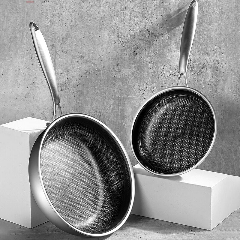 Frying Pan Stainless Steel Non-Stick Scratch-Resistant Coating