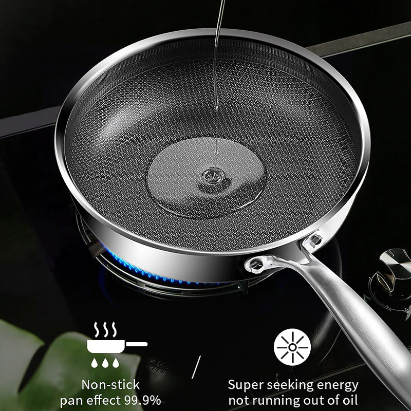 Frying Pan Stainless Steel Non-Stick Scratch-Resistant Coating