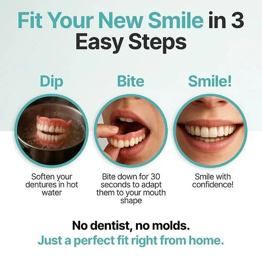 Full Denture Set Upper & Lower Flexible Cushion Grip