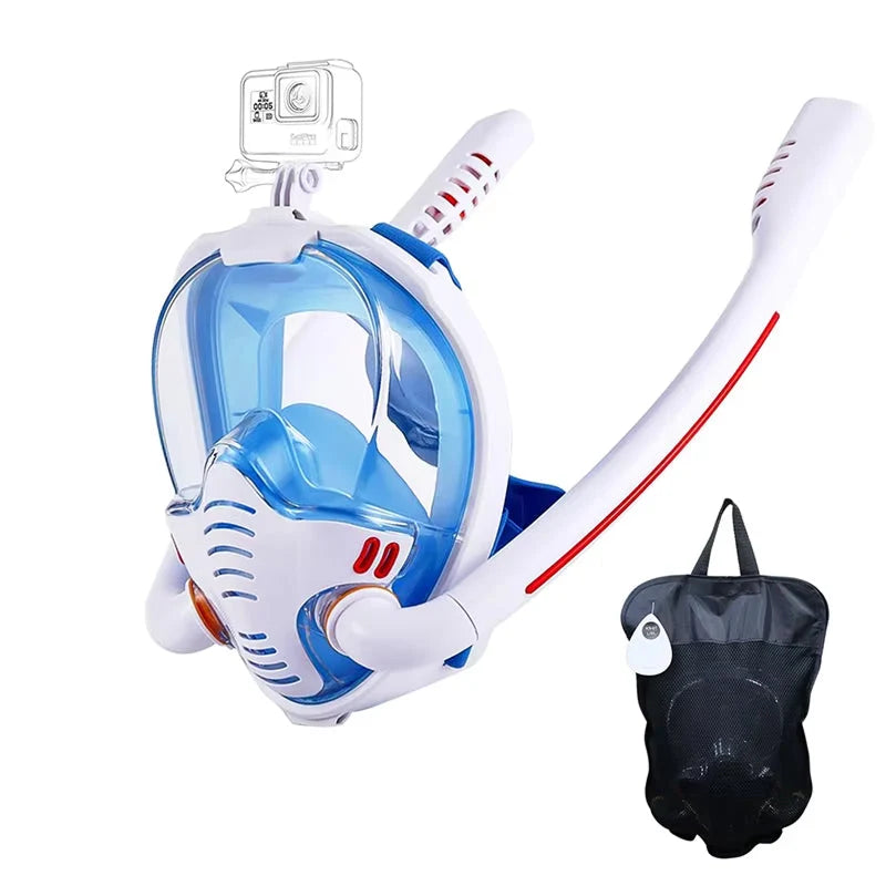Full-Face Snorkel Mask 180 Degree Panoramic HD Dual-Tube Airflow