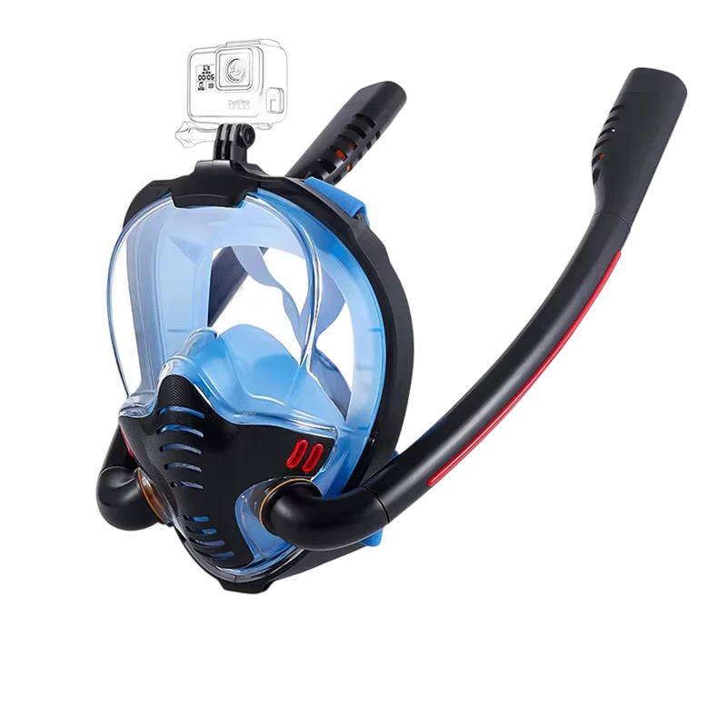 Full-Face Snorkel Mask 180 Degree Panoramic HD Dual-Tube Airflow