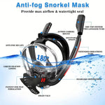 Full-Face Snorkel Mask 180 Degree Panoramic HD Dual-Tube Airflow