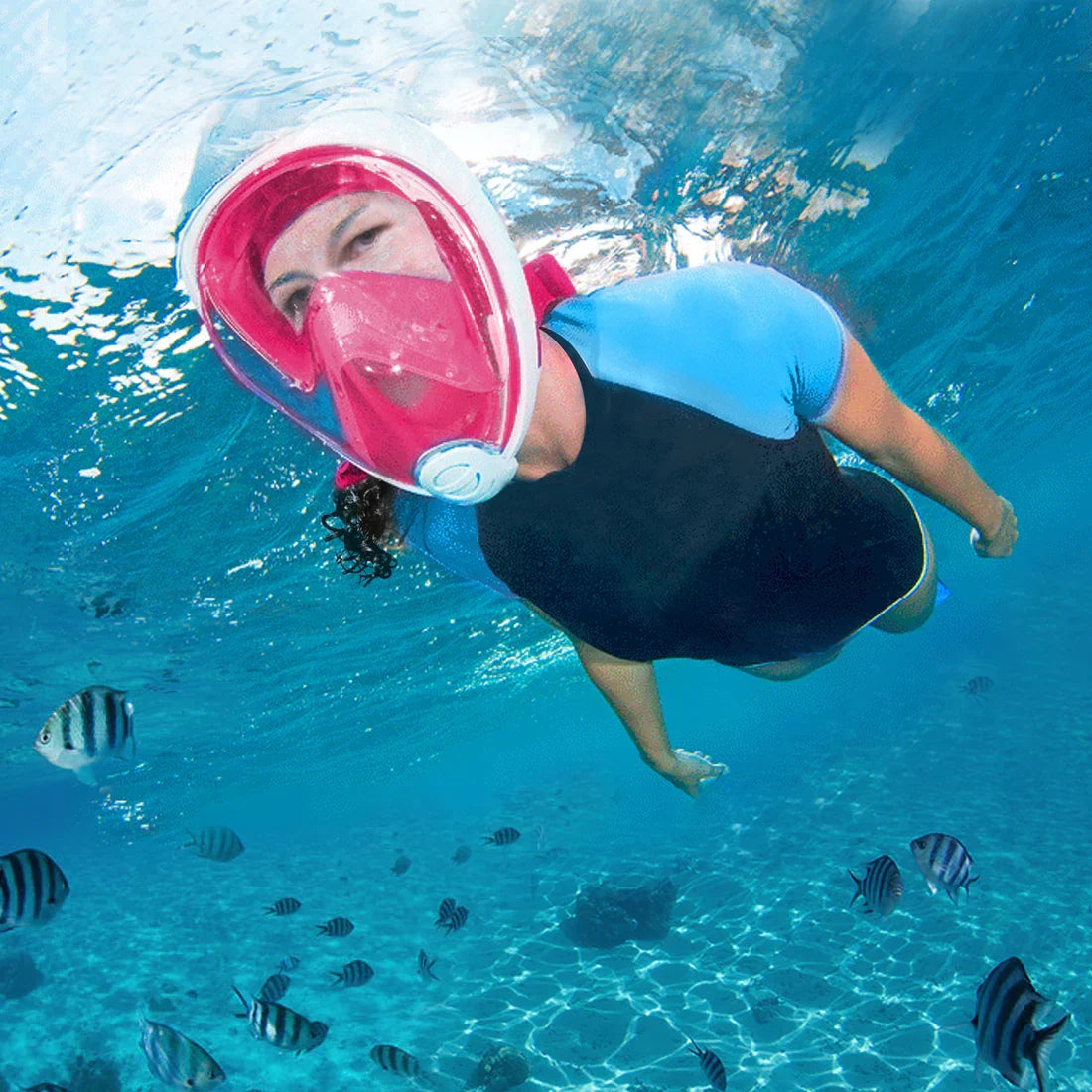 Full-Face Snorkel Mask 180° Panoramic Anti-Fog Leak-Proof Silicone Seal