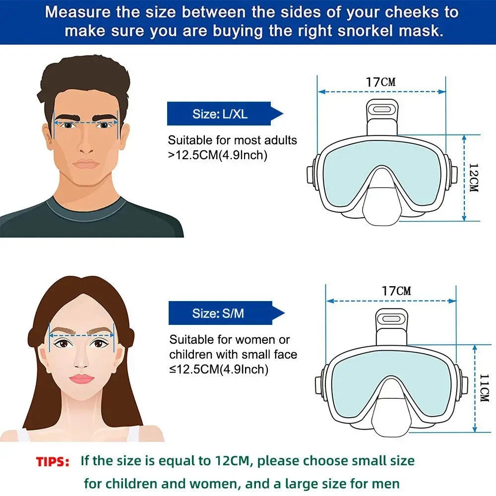 Full-Face Snorkel Mask Dry-Top Anti-Fog 180° Panoramic View