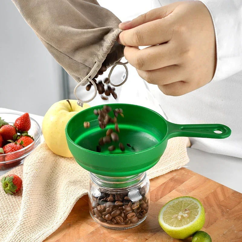 Funnel Folding Telescopic Food-Grade Silicone Anti-Scald Handle
