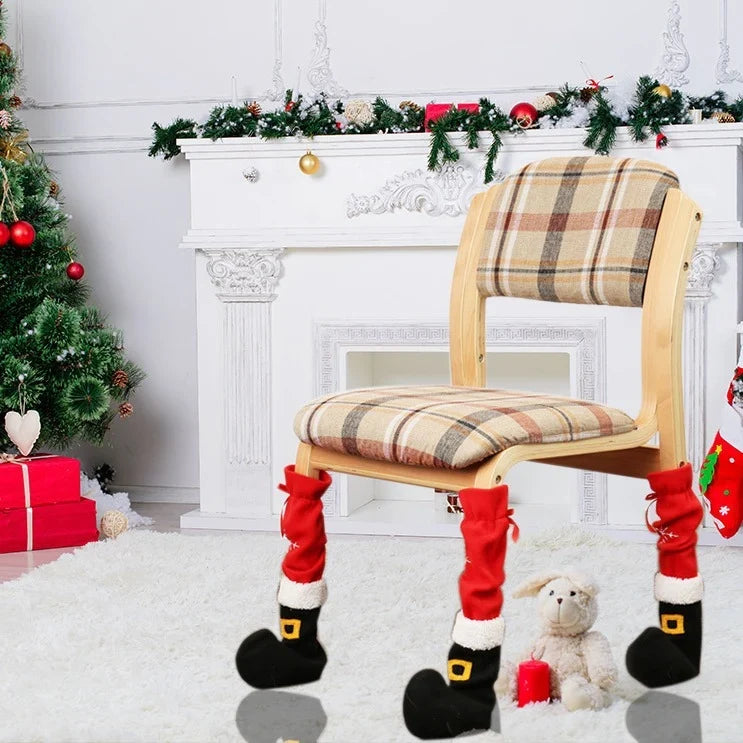 Furniture Leg Covers Santa Claus Durable Fabric Removable Cover