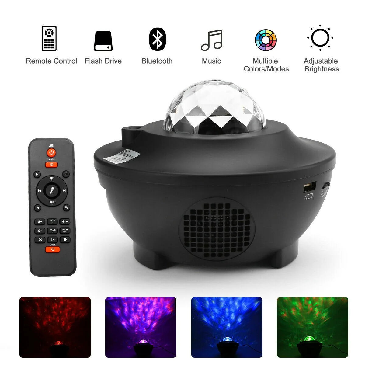 Galaxy Projector Bluetooth Speaker Rechargeable Remote Control
