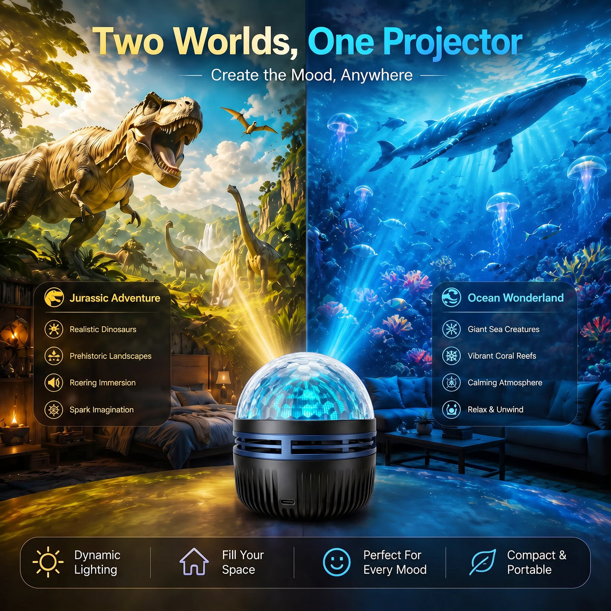 Galaxy Projector Night Light 360° Gooseneck USB Powered