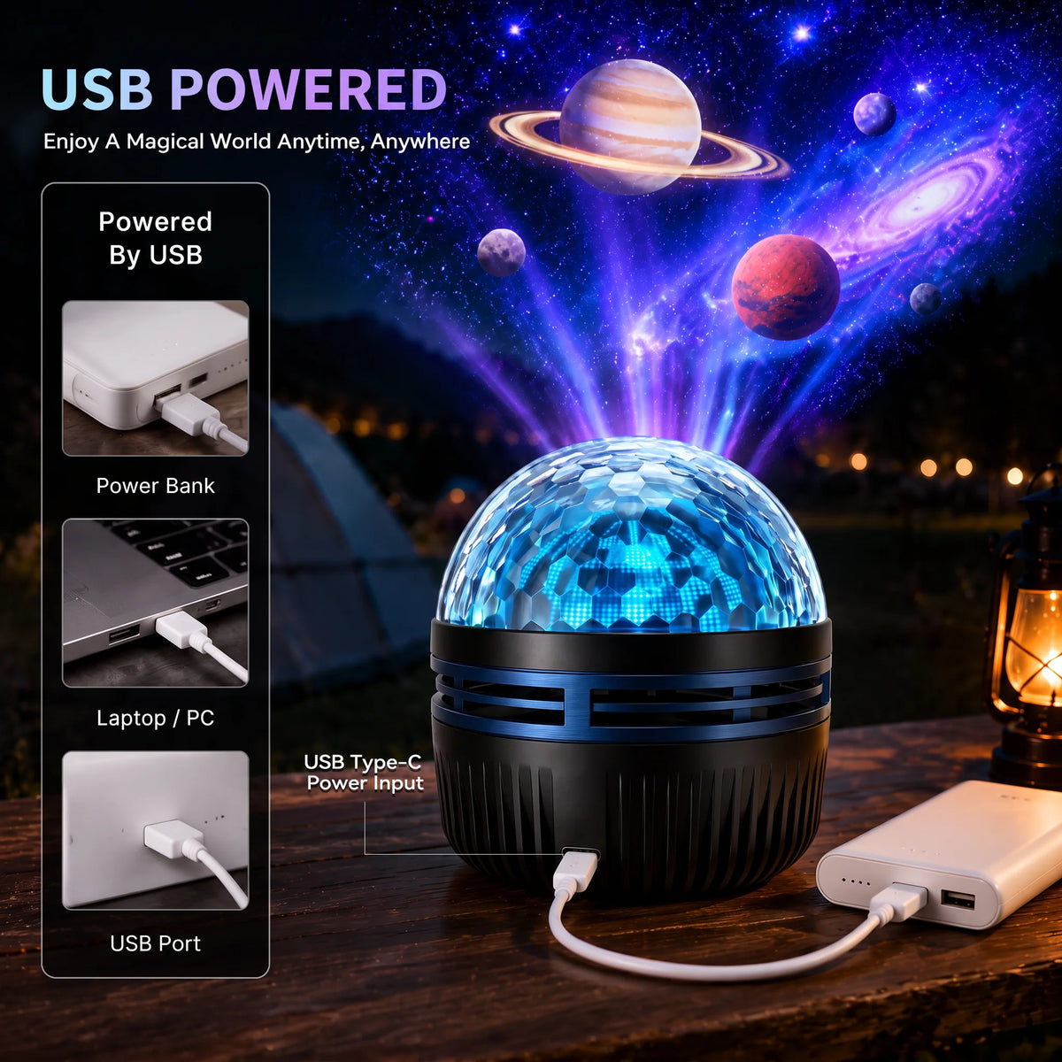 Galaxy Projector RGBW LED Flexible 360° Gooseneck USB Powered