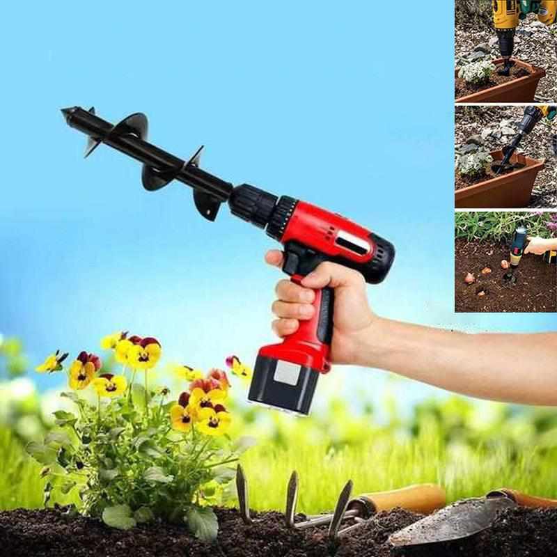Garden Auger Attachment Carbon Steel 17.7 Inch Depth