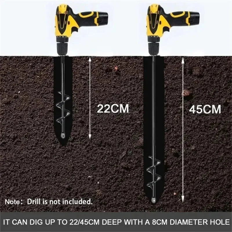 Garden Auger Bit Spiral Design Fits Cordless Drills