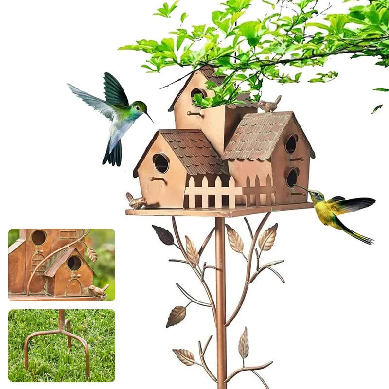 Garden Birdhouse Metal Rust-Resistant Tool-Free Assembly