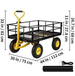 Garden Cart Heavy-Duty Steel Frame Convertible Flatbed