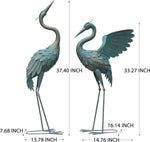 Garden Crane Statue Weather-Resistant Metal Set of 2