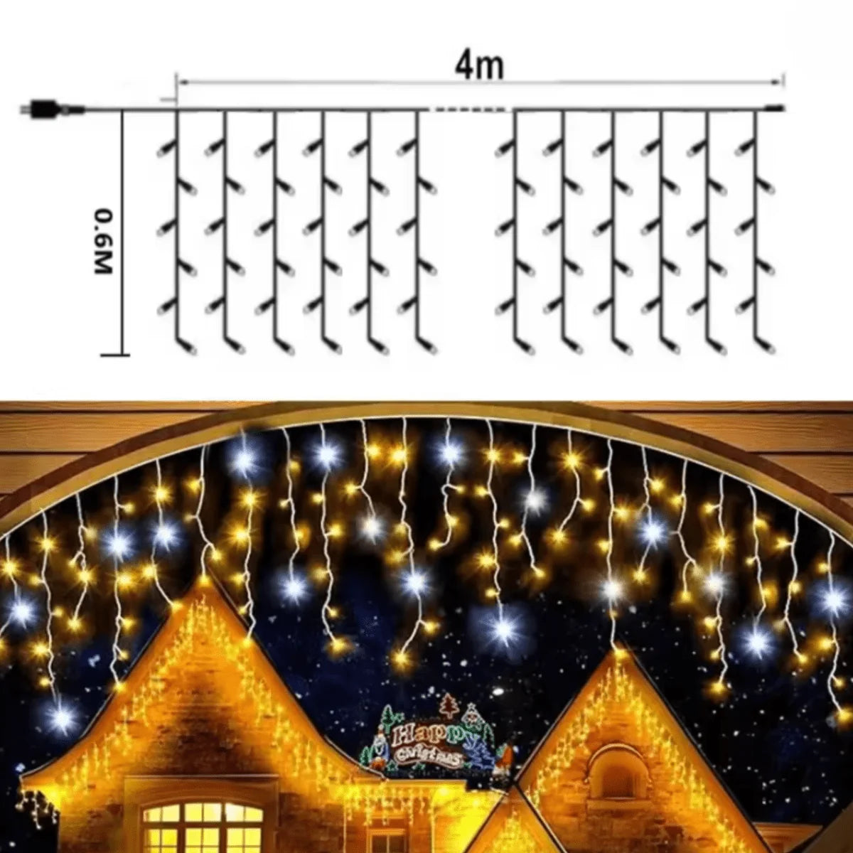 Garden Curtain Lights Weather-Resistant 96 Bright White LEDs