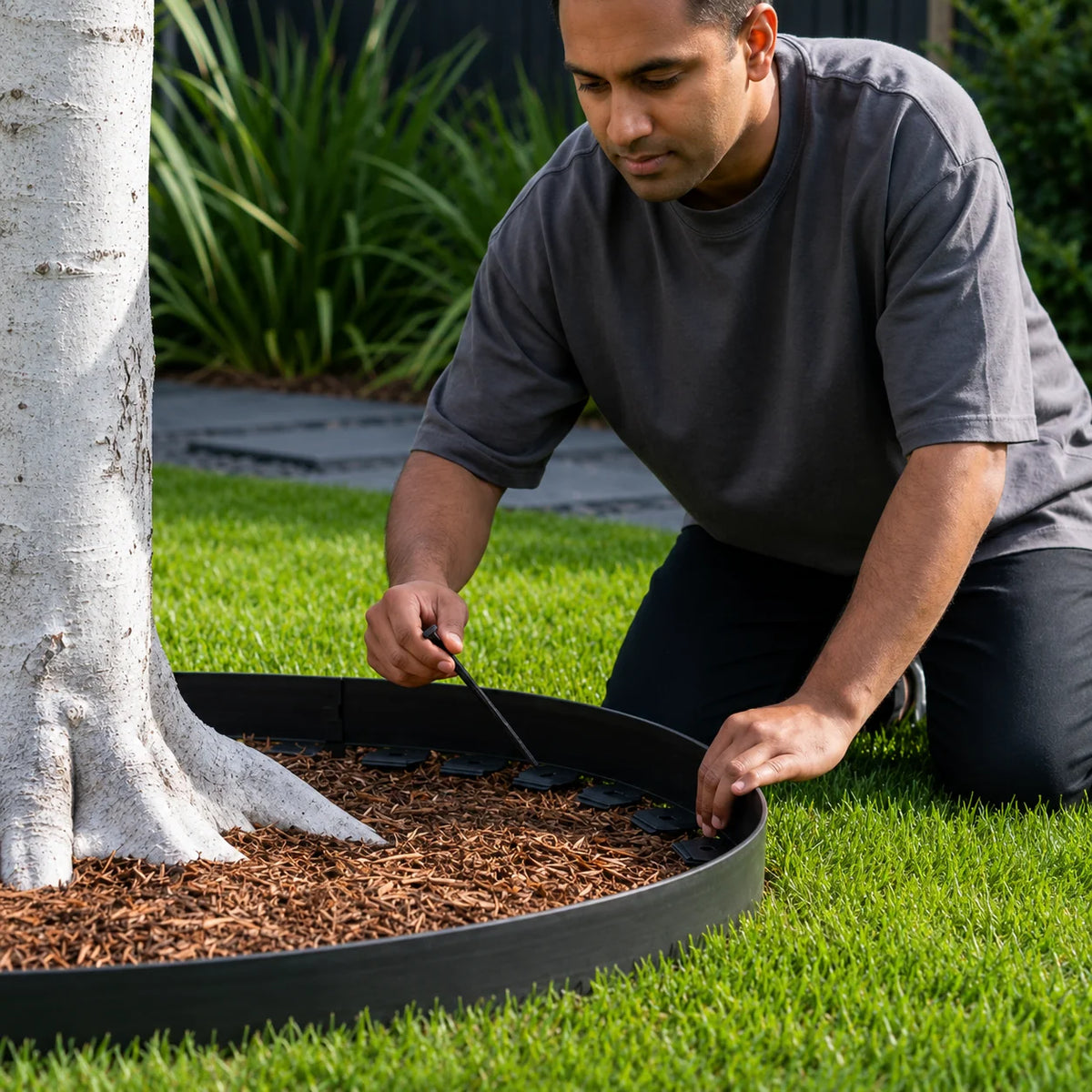Garden Edging Border Flexible No-Dig With 30 Stakes