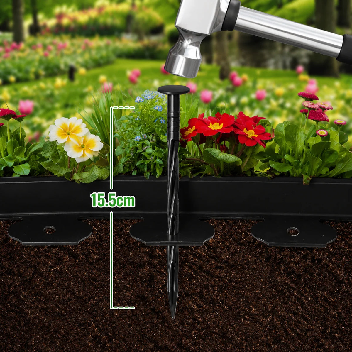 Garden Edging Border Flexible No-Dig With 30 Stakes