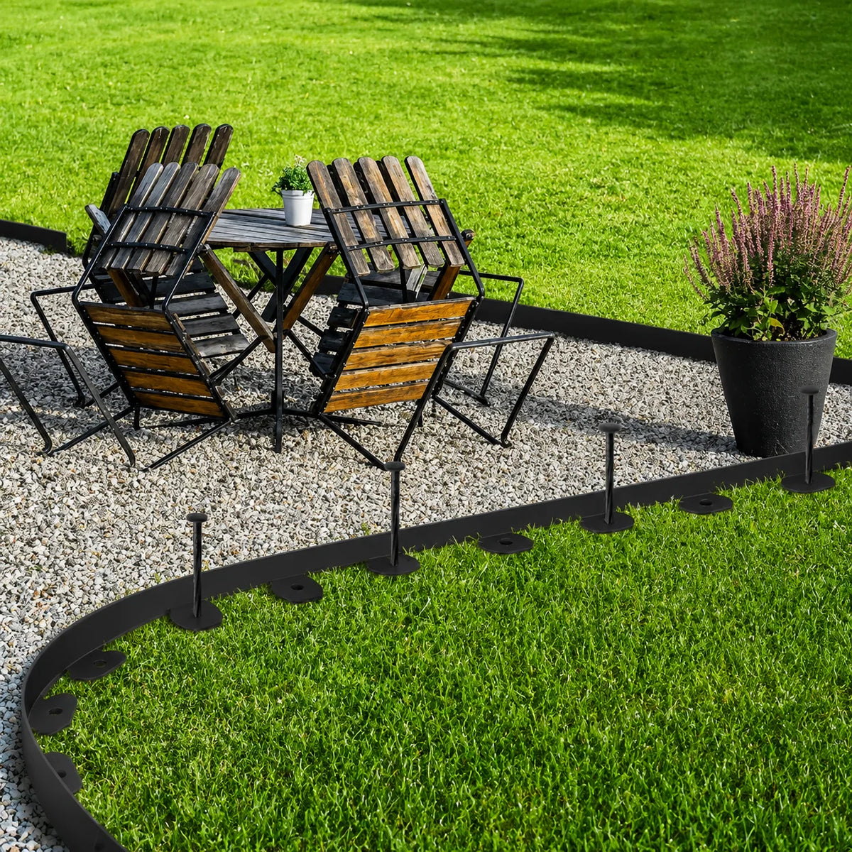 Garden Edging Border Flexible No-Dig With 30 Stakes