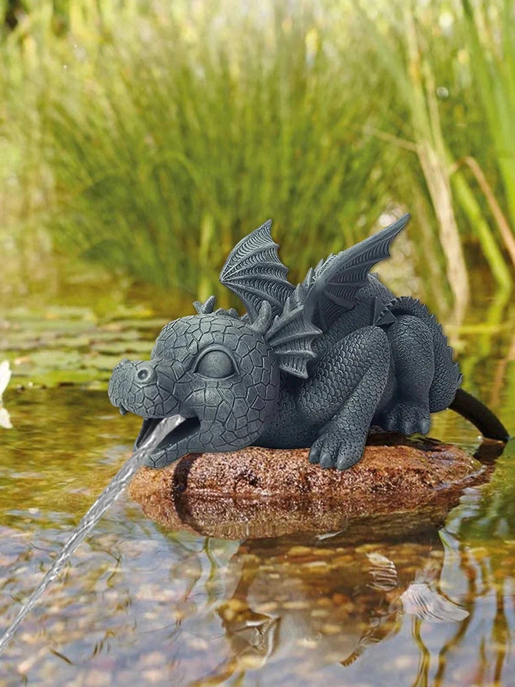 Garden Fountain Dragon Spouting Resin 30cm