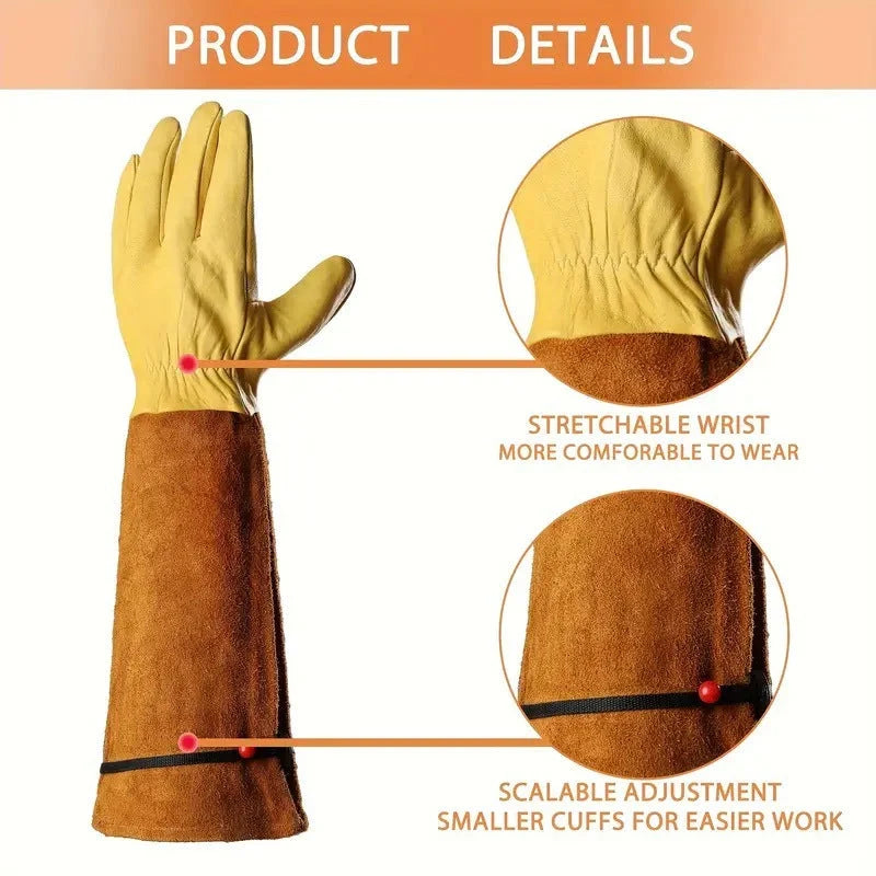 Garden Gloves Extended Forearm Coverage Adjustable Cuffs