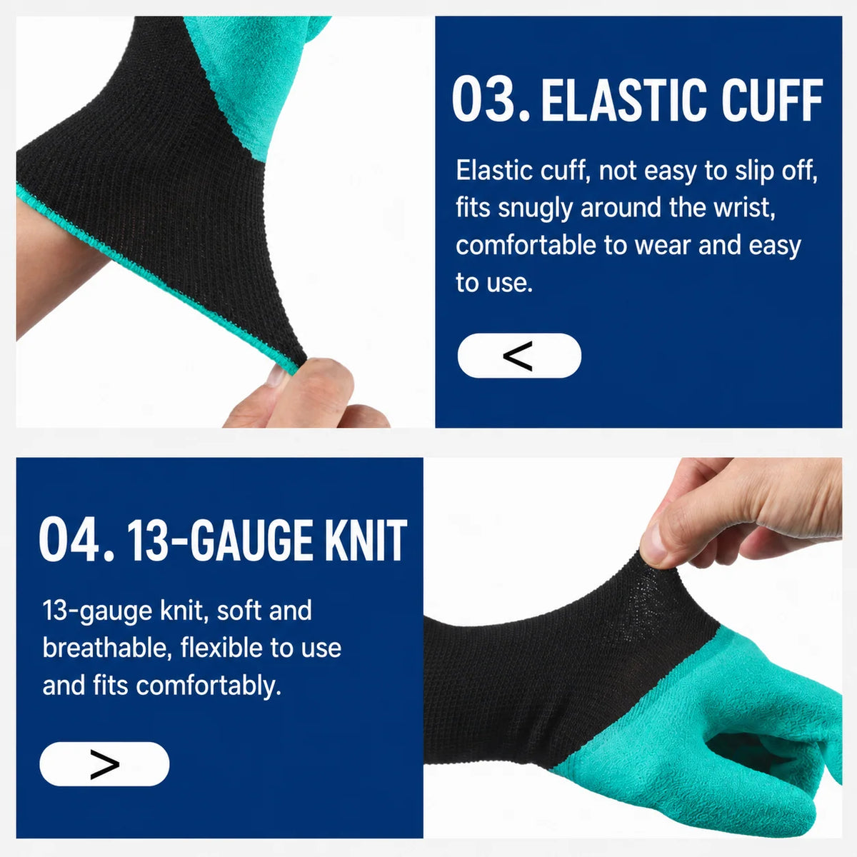 Garden Gloves With Built-In Digging Claws Breathable Fabric Set of 1 Pair